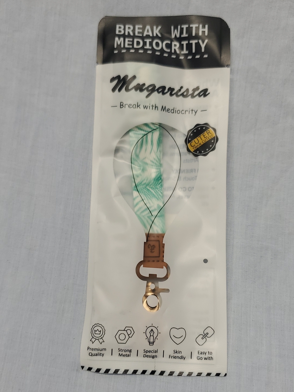 Green Palm Print Keychain Wristlet